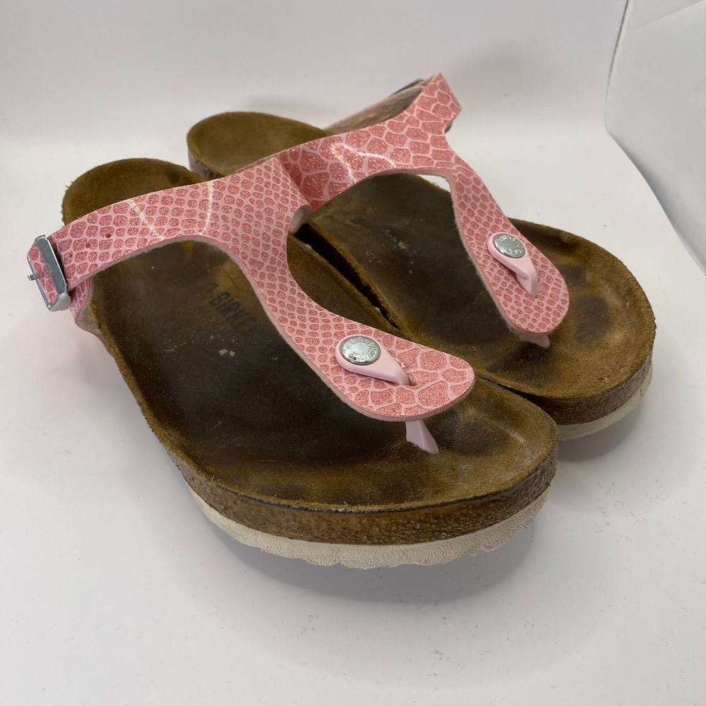 Birkenstock Pink Patterned T-strap Sandals